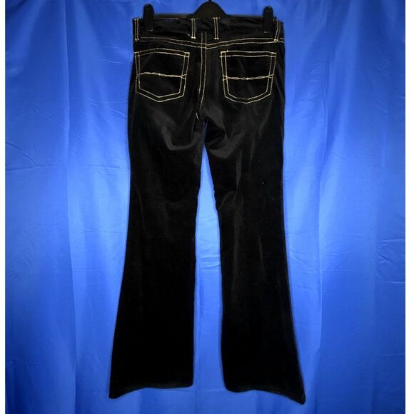 Old Navy Womens Black Ultra Low Rise Stretch Jeans Flare Wide Leg Warm Thick Y2K - Picture 2 of 8